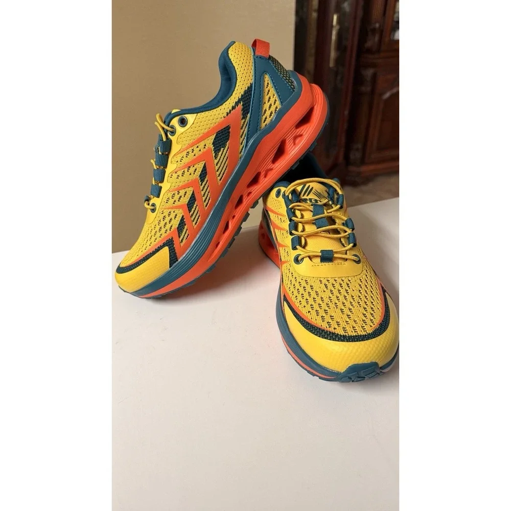 RBX Active Men's Running Shoes US 7 Yellow Orange Teal Athletic Sneakers Mesh